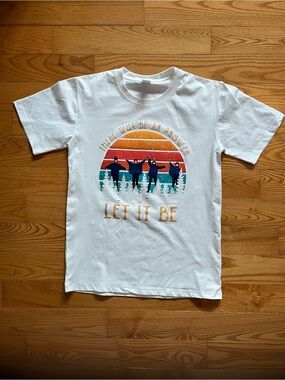 The Beatles White "Let It Be" Short Sleeve Tee with Sunset Graphic